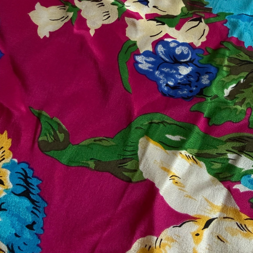 Echo Floral Scarf in Pink, Blue, and White 100%silk - Picture 2 of 10